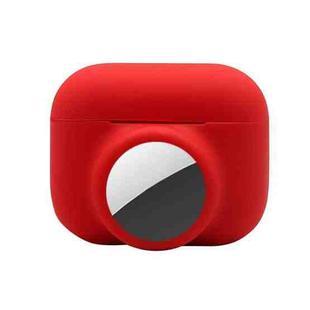 2 in 1 Shockproof Full Coverage Silicone Protective Case For AirPods Pro / AirTag(Red)