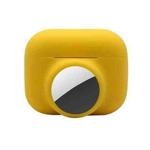 2 in 1 Shockproof Full Coverage Silicone Protective Case For AirPods Pro / AirTag(Yellow)