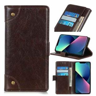 For iPhone 13 mini Copper Buckle Nappa Texture Horizontal Flip Leather Case with Holder & Card Slots & Wallet (Coffee)