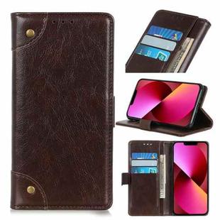 For iPhone 13 Copper Buckle Nappa Texture Horizontal Flip Leather Case with Holder & Card Slots & Wallet(Coffee)