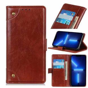 For iPhone 13 Pro Max Copper Buckle Nappa Texture Horizontal Flip Leather Case with Holder & Card Slots & Wallet (Brown)