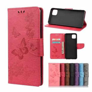 For Samsung Galaxy A22 5G Vintage Embossed Floral Butterfly Pattern Horizontal Flip Leather Case with Card Slot & Holder & Wallet & Lanyard(Red)