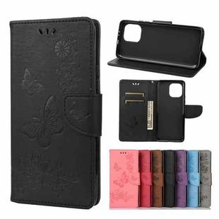 For Xiaomi Mi 11 Vintage Embossed Floral Butterfly Pattern Horizontal Flip Leather Case with Card Slot & Holder & Wallet & Lanyard(Black)