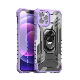 PC + TPU Shockproof Protective Case with Metal Ring Holder For iPhone 12(Purple)
