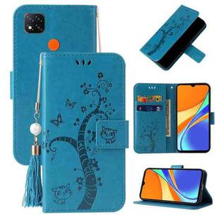 For Xiaomi Redmi 9C Embossed Lucky Tree Horizontal Flip Leather Case with Holder & Card Slot & Wallet & Lanyard(Blue)