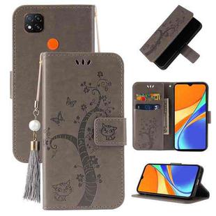 For Xiaomi Redmi 9C Embossed Lucky Tree Horizontal Flip Leather Case with Holder & Card Slot & Wallet & Lanyard(Grey)