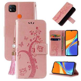 For Xiaomi Redmi 9C Embossed Lucky Tree Horizontal Flip Leather Case with Holder & Card Slot & Wallet & Lanyard(Rose Gold)