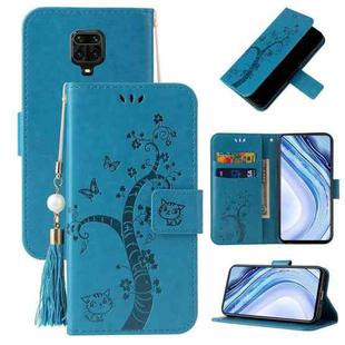 For Xiaomi Redmi Note 9S Embossed Lucky Tree Horizontal Flip Leather Case with Holder & Card Slot & Wallet & Lanyard(Blue)