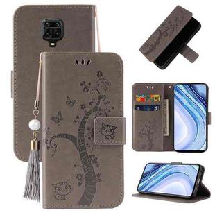 For Xiaomi Redmi Note 9S Embossed Lucky Tree Horizontal Flip Leather Case with Holder & Card Slot & Wallet & Lanyard(Grey)