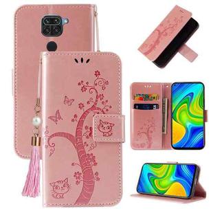 For Xiaomi Redmi Note 9 Embossed Lucky Tree Horizontal Flip Leather Case with Holder & Card Slot & Wallet & Lanyard(Rose Gold)