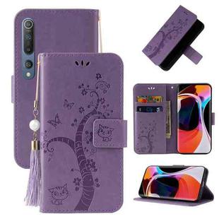 For Xiaomi Mi 10 Embossed Lucky Tree Horizontal Flip Leather Case with Holder & Card Slot & Wallet & Lanyard(Purple)