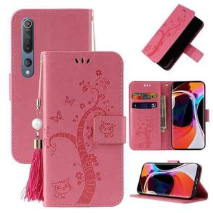 For Xiaomi Mi 10 Embossed Lucky Tree Horizontal Flip Leather Case with Holder & Card Slot & Wallet & Lanyard(Pink)
