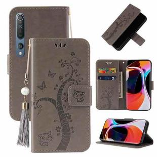For Xiaomi Mi 10 Embossed Lucky Tree Horizontal Flip Leather Case with Holder & Card Slot & Wallet & Lanyard(Grey)