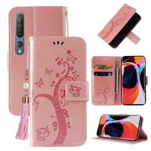 For Xiaomi Mi 10 Embossed Lucky Tree Horizontal Flip Leather Case with Holder & Card Slot & Wallet & Lanyard(Rose Gold)