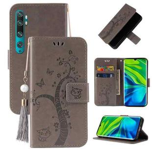 For Xiaomi Mi Note 10 Embossed Lucky Tree Horizontal Flip Leather Case with Holder & Card Slot & Wallet & Lanyard(Grey)