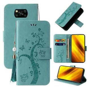 For Xiaomi Poco X3 Embossed Lucky Tree Horizontal Flip Leather Case with Holder & Card Slot & Wallet & Lanyard(Green)