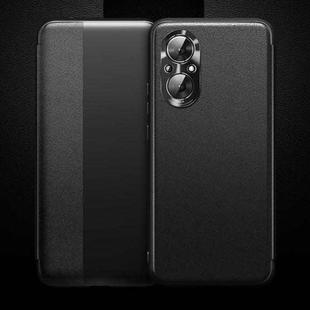 For Honor 50 SE Magnetic Side Window View Shockproof Horizontal Flip Leather Smart Case(Black)