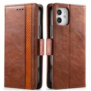 For iPhone 12 mini CaseNeo Business Splicing Dual Magnetic Buckle Horizontal Flip PU Leather Case with Holder & Card Slots & Wallet (Brown)