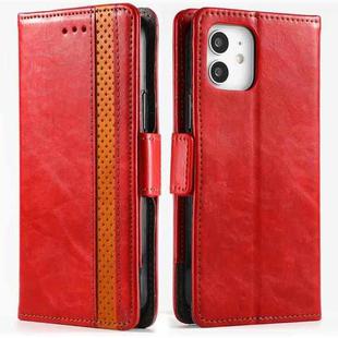 For iPhone 12 mini CaseNeo Business Splicing Dual Magnetic Buckle Horizontal Flip PU Leather Case with Holder & Card Slots & Wallet (Red)