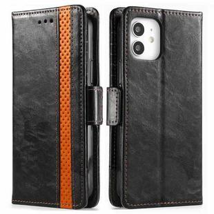For iPhone 12 / 12 Pro CaseNeo Business Splicing Dual Magnetic Buckle Horizontal Flip PU Leather Case with Holder & Card Slots & Wallet(Black)