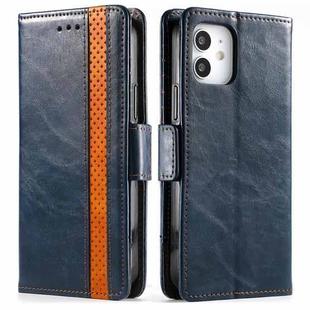 For iPhone 12 / 12 Pro CaseNeo Business Splicing Dual Magnetic Buckle Horizontal Flip PU Leather Case with Holder & Card Slots & Wallet(Blue)