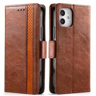 For iPhone 12 / 12 Pro CaseNeo Business Splicing Dual Magnetic Buckle Horizontal Flip PU Leather Case with Holder & Card Slots & Wallet(Brown)