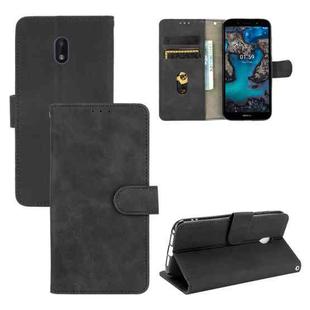 For Nokia C1 Plus Solid Color Skin Feel Magnetic Buckle Horizontal Flip Calf Texture PU Leather Case with Holder & Card Slots & Wallet(Black)
