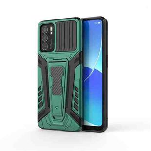 For OPPO Reno6 5G War Chariot Series Armor All-inclusive Shockproof PC + TPU Protective Case with Invisible Holder(Green)