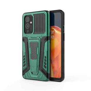 For OnePlus 9 War Chariot Series Armor All-inclusive Shockproof PC + TPU Protective Case with Invisible Holder(Green)