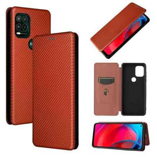 For Motorola Moto G Stylus 5G Carbon Fiber Texture Horizontal Flip TPU + PC + PU Leather Case with Card Slot(Brown)