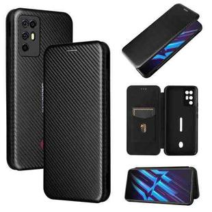 For ZTE Nubia Red Magic 6R Carbon Fiber Texture Horizontal Flip TPU + PC + PU Leather Case with Card Slot(Black)