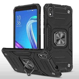 For Asus ZenFone Live (L1) ZA550KL Magnetic Armor Shockproof TPU + PC Case with Metal Ring Holder(Black)