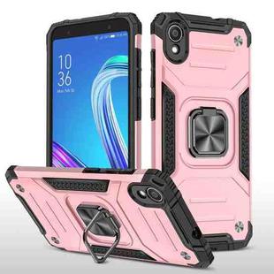 For Asus ZenFone Live (L1) ZA550KL Magnetic Armor Shockproof TPU + PC Case with Metal Ring Holder(Rose Gold)