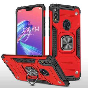 For Asus Zenfone Max Pro (M2) ZB631KL Magnetic Armor Shockproof TPU + PC Case with Metal Ring Holder(Red)