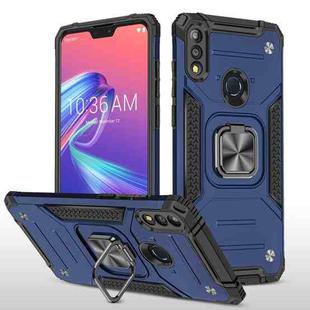 For Asus Zenfone Max Pro (M2) ZB631KL Magnetic Armor Shockproof TPU + PC Case with Metal Ring Holder(Blue)