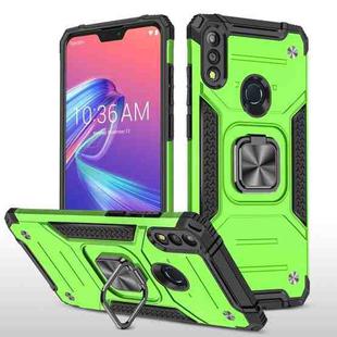 For Asus Zenfone Max Pro (M2) ZB631KL Magnetic Armor Shockproof TPU + PC Case with Metal Ring Holder(Green)