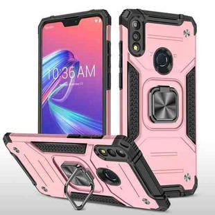 For Asus Zenfone Max Pro (M2) ZB631KL Magnetic Armor Shockproof TPU + PC Case with Metal Ring Holder(Rose Gold)