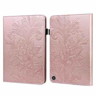 Lace Flower Embossing Pattern Horizontal Flip Leather Case with Holder & Card Slots & Wallet & Photo Frame & Sleep / Wake-up Function For Amazon Kindle Fire HD 8 2020 / HD 8 Plus 2020(Rose Gold)