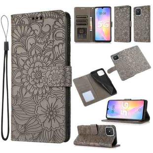 For Huawei nova 8 SE Skin Feel Embossed Sunflower Horizontal Flip Leather Case with Holder & Card Slots & Wallet & Lanyard(Grey)