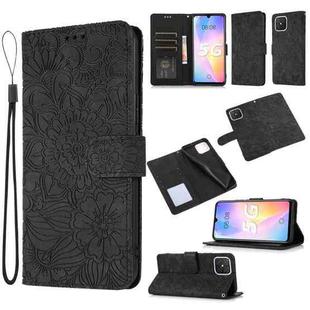 For Huawei nova 8 SE Skin Feel Embossed Sunflower Horizontal Flip Leather Case with Holder & Card Slots & Wallet & Lanyard(Black)