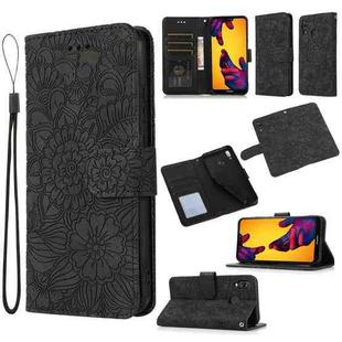 For Huawei P20 lite Skin Feel Embossed Sunflower Horizontal Flip Leather Case with Holder & Card Slots & Wallet & Lanyard(Black)