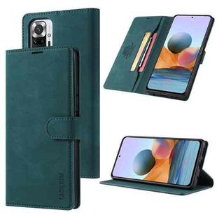 For Xiaomi Redmi Note 10 4G / Note 10S TAOKKIM Skin Feel Calf Texture Horizontal Flip PU Leather Case with Holder & Card Slots & Photo Frame & Wallet(Blue)