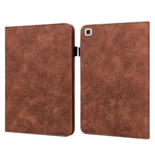 For Samsung Galaxy Tab A7 10.4 2020 SM-T500/SM-T505 Lace Flower Embossing Pattern Horizontal Flip Leather Case with Holder & Card Slots & Wallet & Photo Frame(Brown)