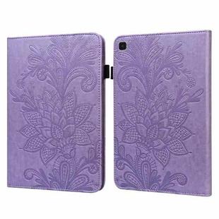 For Samsung Galaxy Tab A7 Lite T220/T225 Lace Flower Embossing Pattern Horizontal Flip Leather Case with Holder & Card Slots & Wallet & Photo Frame(Purple)