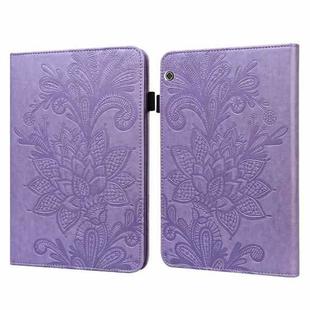 For Huawei MediaPad T5 Lace Flower Embossing Pattern Horizontal Flip Leather Case with Holder & Card Slots & Wallet & Photo Frame(Purple)