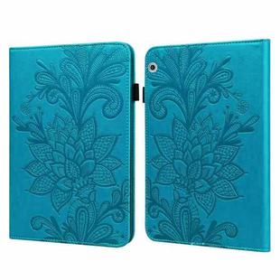 For Huawei MediaPad T3 10 Lace Flower Embossing Pattern Horizontal Flip Leather Case with Holder & Card Slots & Wallet & Photo Frame(Blue)