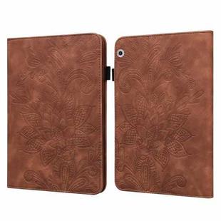 For Huawei MediaPad T3 10 Lace Flower Embossing Pattern Horizontal Flip Leather Case with Holder & Card Slots & Wallet & Photo Frame(Brown)