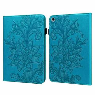 For Huawei MediaPad M5 Lite Lace Flower Embossing Pattern Horizontal Flip Leather Case with Holder & Card Slots & Wallet & Photo Frame(Blue)