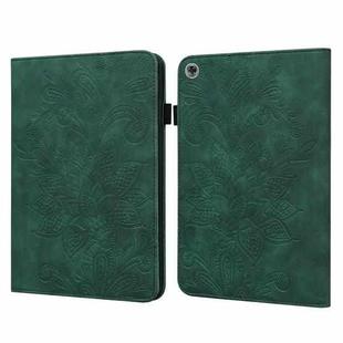 For Huawei MediaPad M5 Lite Lace Flower Embossing Pattern Horizontal Flip Leather Case with Holder & Card Slots & Wallet & Photo Frame(Green)