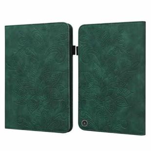 For Amazon Kindle Fire HD 10 2021 / HD 10 Plus 2021 Lace Flower Embossing Pattern Horizontal Flip Leather Case with Holder & Card Slots & Wallet & Photo Frame(Green)